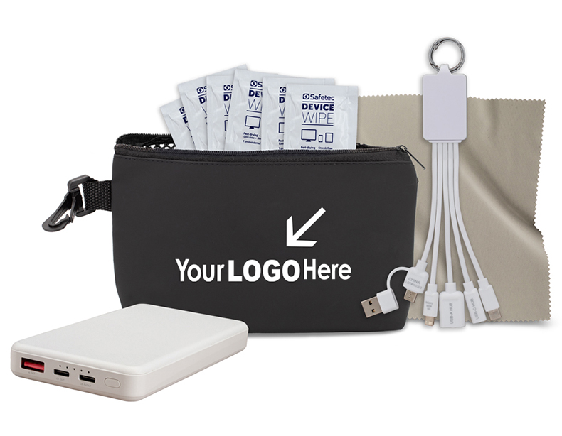 7 pcs Tech Kit in Black Mesh Zipper Pouch